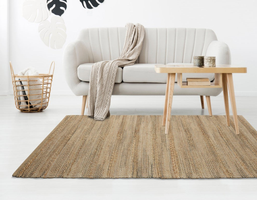 8" x 10" Tan and Gray Intricately Handwoven Area Rug