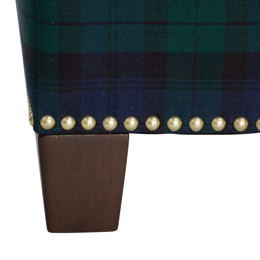 Quinn Square Nail Button Ottoman, Blackwatch Blackwatch