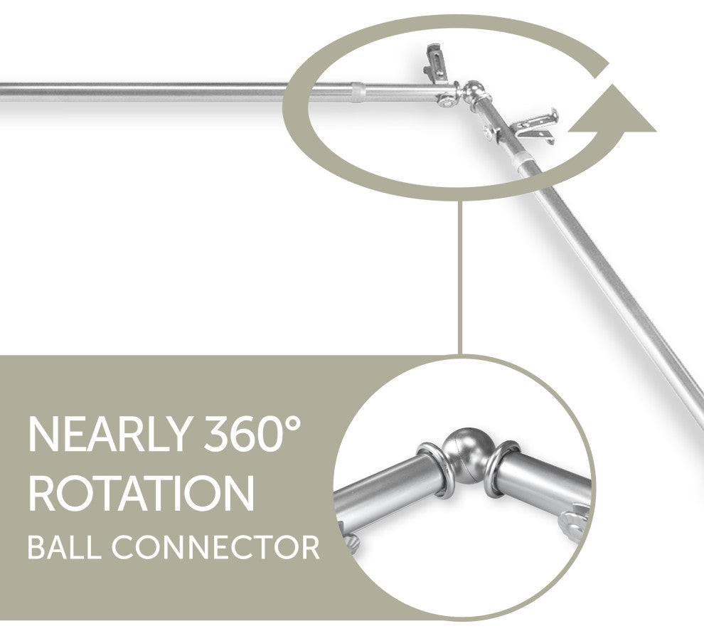 Mabel 13/16" 4-Sided Bay Window Curtain Rod, Satin Nickel