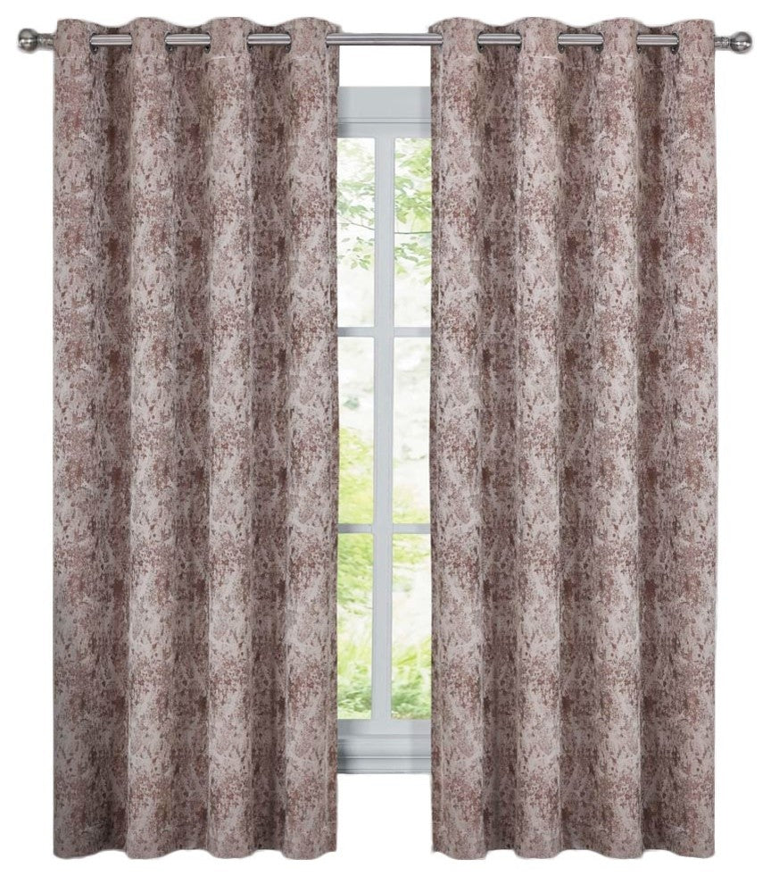 Bali 2PC Blackout Abstract Grommet Curtains, Brown, 108"x96"