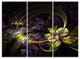 "Dark Alien Digital Art Fractal Flower" Metal Wall Art, 3 Panels, 36"x28"