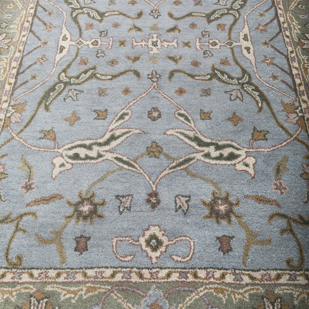 HAND TUFTED WOOL ECO-FRIENDLY AREA RUGS, Blue Green Color, Oriental Design