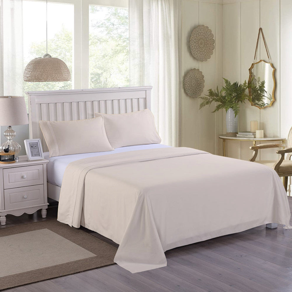 Organic Cotton Flat Sheet, Ivory, Twin, 74"x105"
