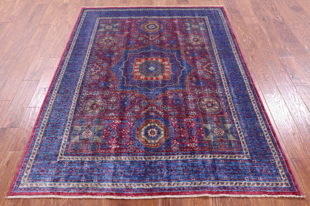 Hand-Knotted Mamluk Wool Rug 5' 0" X 6' 9" - Q12238
