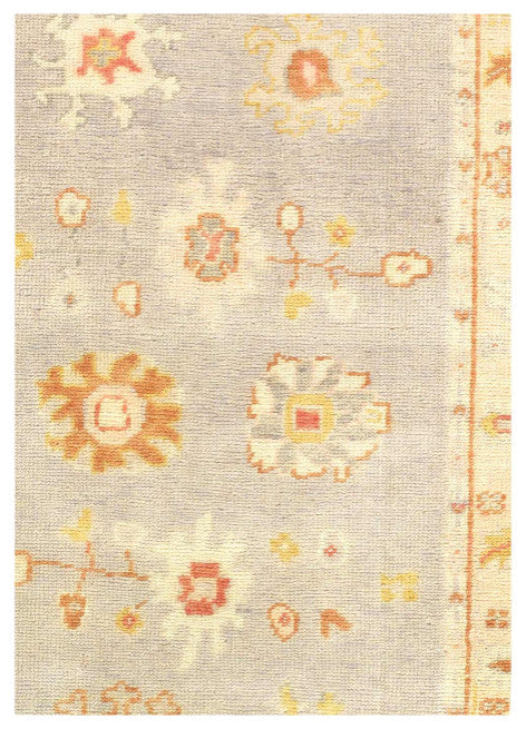Gray Color Fine Hand Knotted Oushak Rug 3'1"x4'9"