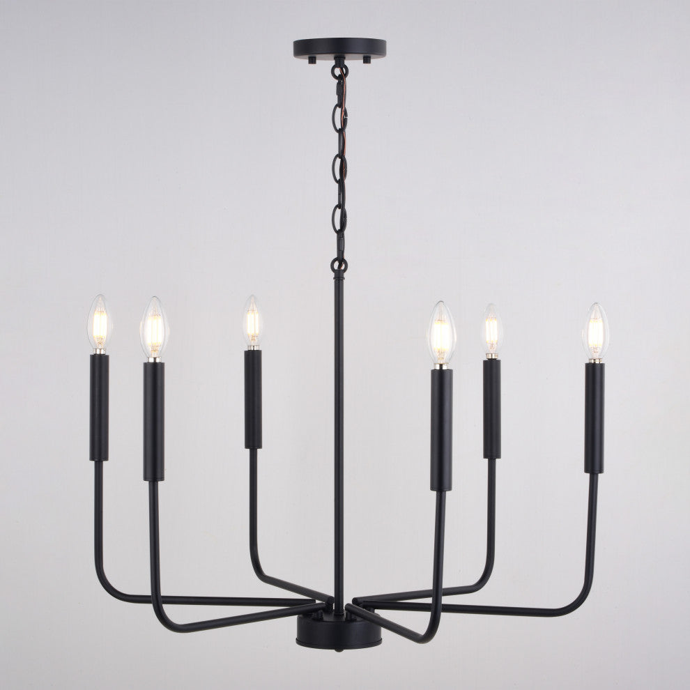 Beldon 6-Light Black Contemporary Chandelier Candelabra