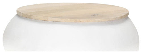 vidaXL Coffee Table Round End Table Accent Sofa Table White Solid Wood Mango