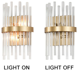 Eva 2-Light Crystal Glass Bar Wall Sconce, Glossy Bronze Finish