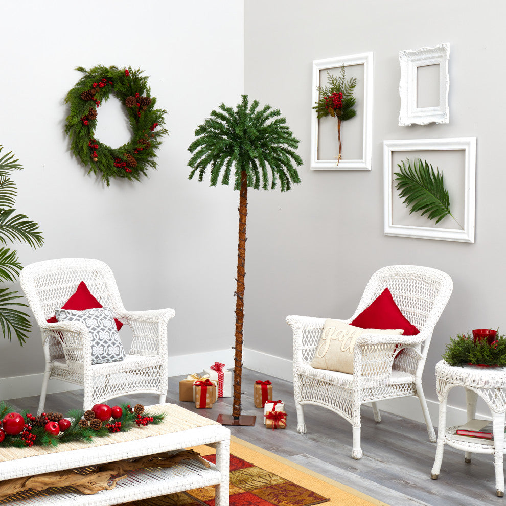 6' Christmas Palm Artificial Tree With 200 Warm White LED Lights