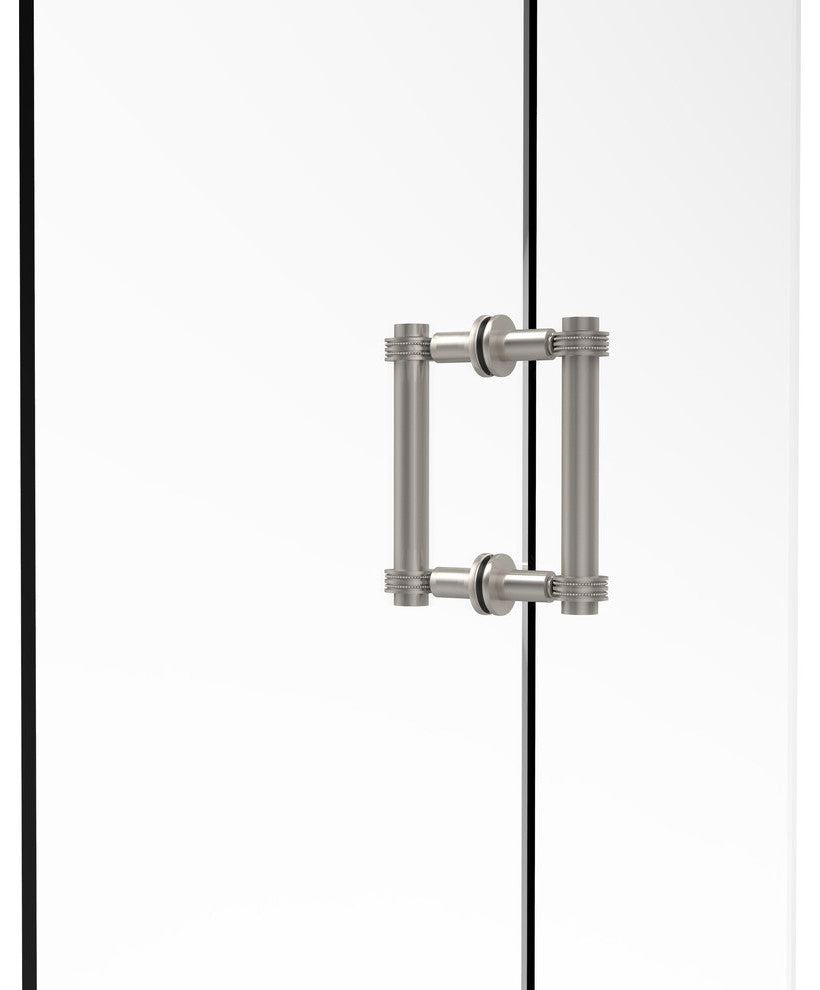 Contemporary 6" Dotted Accent Back to Back Shower Door Pull, Satin Nickel