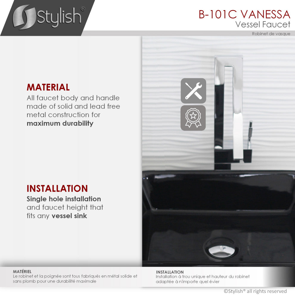 STYLISH Single Handle Bathroom Faucet for Single Hole Brass Vessel Mixer Tap