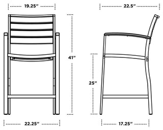 Euro Counter Arm Chair, Satin White, Tangerine