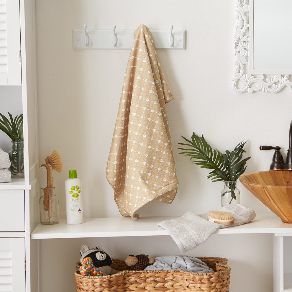 Taupe Printed Trellis Paw Pet Towel