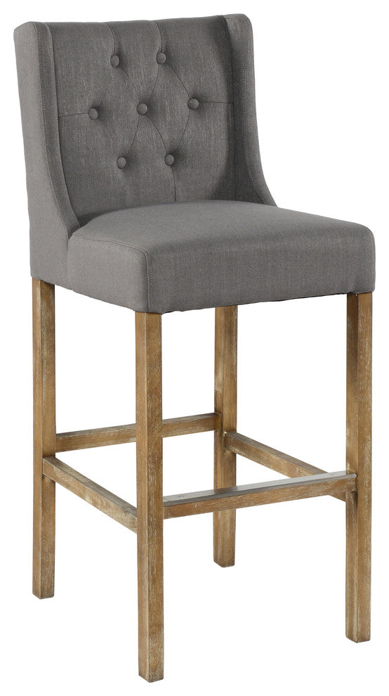 Karla Tufted 30" Barstool by Kosas Home, Gray