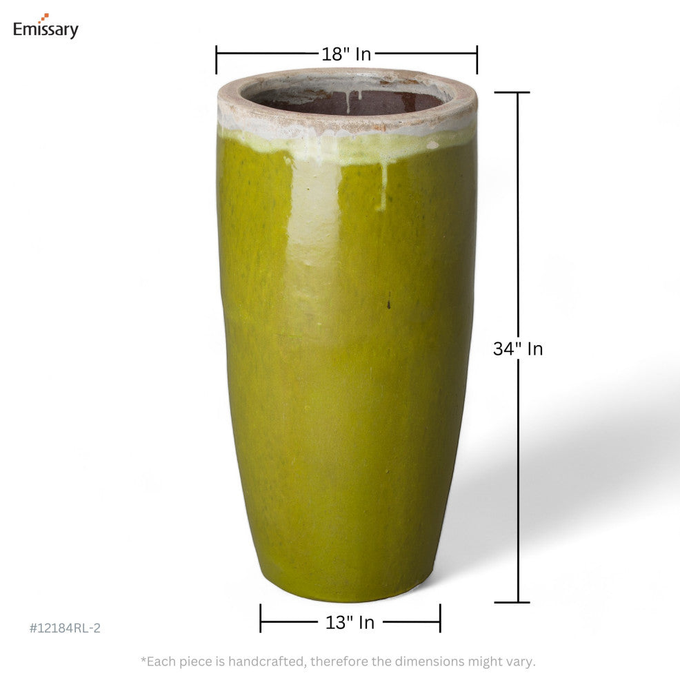 Tall Round Pot Lg  Reef/Lime 18X35.5"H