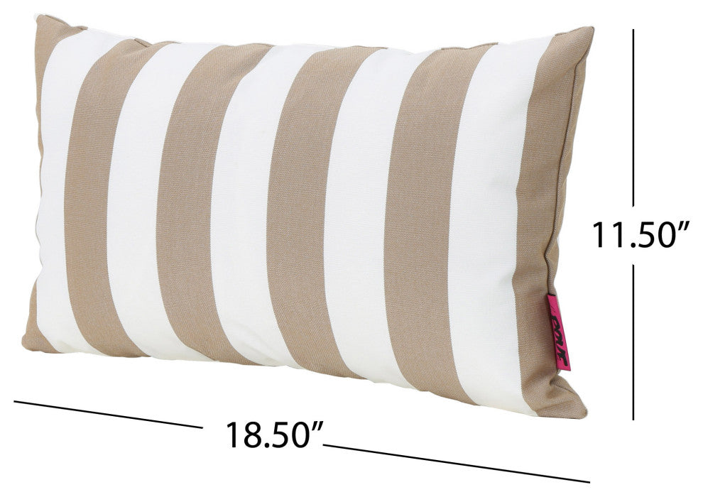 GDF Studio Coronado Outdoor Stripe Water Resistant Rectangular Pillow, Brown, Set of 2