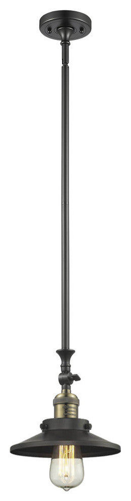1-Light Railroad 8" Mini Pendant, Black Antique Brass