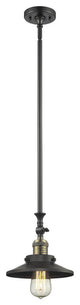 1-Light Railroad 8" Mini Pendant, Black Antique Brass