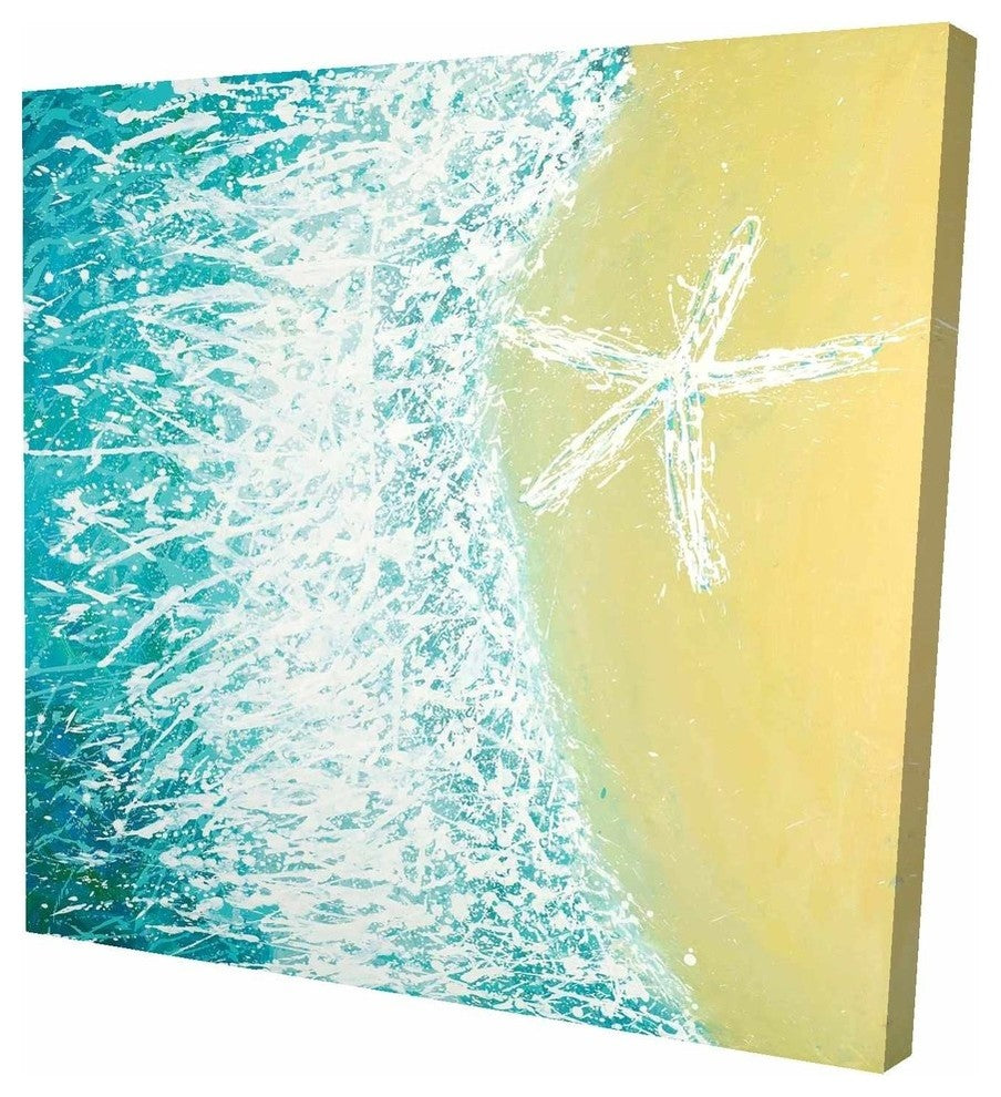 Right Side Seastar and a Wave, Fine Art Gallery Wrapped Canvas, 24"x24"