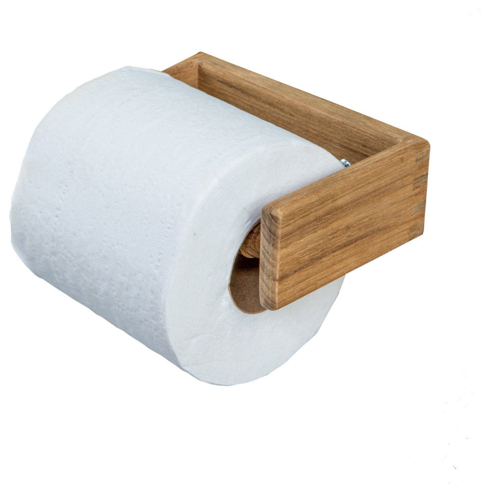 Traditional Solid Teak Wall Mount Toilet Paper Holder