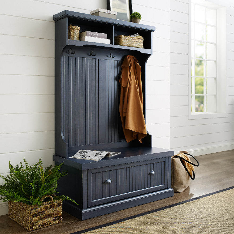 Seaside Hall Tree, Distressed Navy Finish