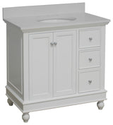 Bella 36" Bathroom Vanity, White, Quartz