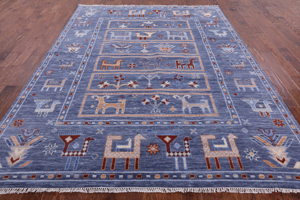 8' 2" X 10' 4" Hand-Knotted Persian Gabbeh Tribal Wool Rug - Q13647