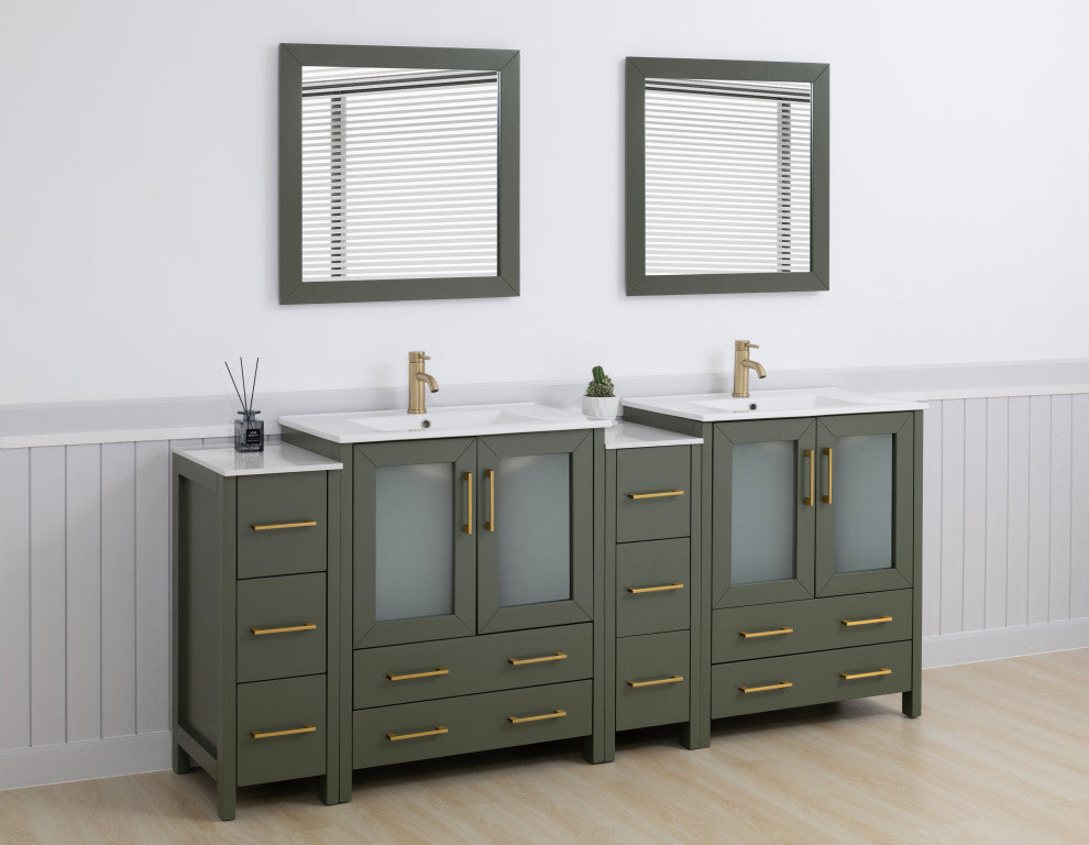 Vanity Art Freestanding Bathroom Vanity Set with Ceramic Top & Mirror