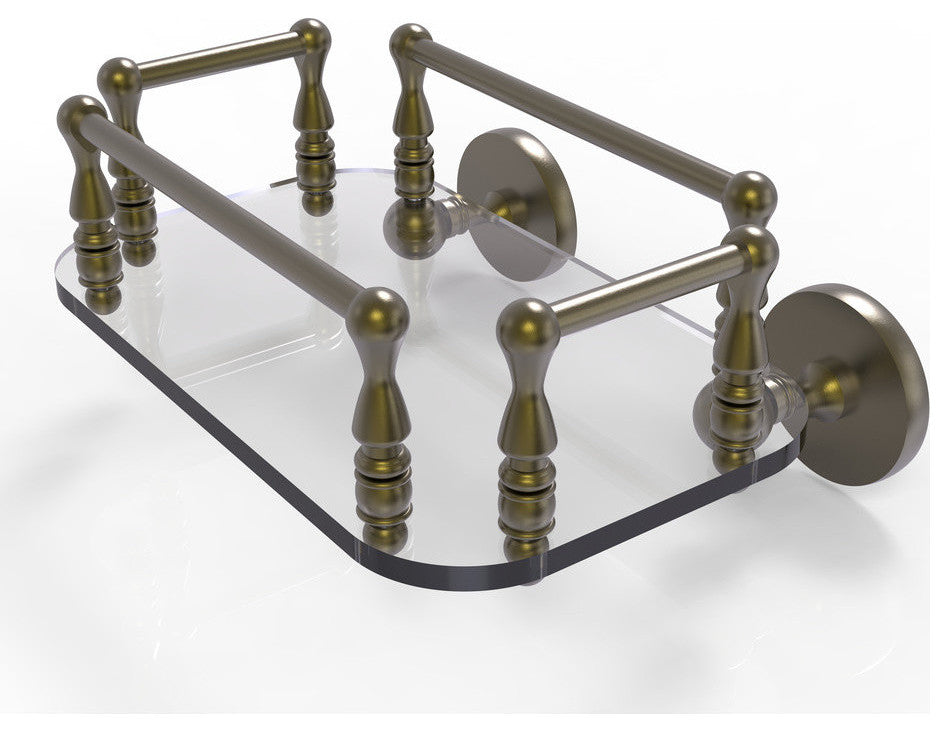 Prestige Skyline Wall Mounted Glass Guest Towel Tray, Antique Brass