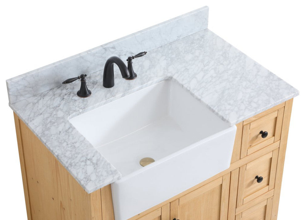 Home Living 22" Farmhouse Natural Wood-Light Bathroom Vanity