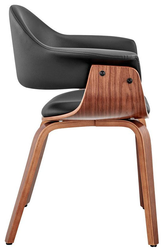 Adalyn Black Faux Leather and Walnut Wood Dining Room Accent Chair