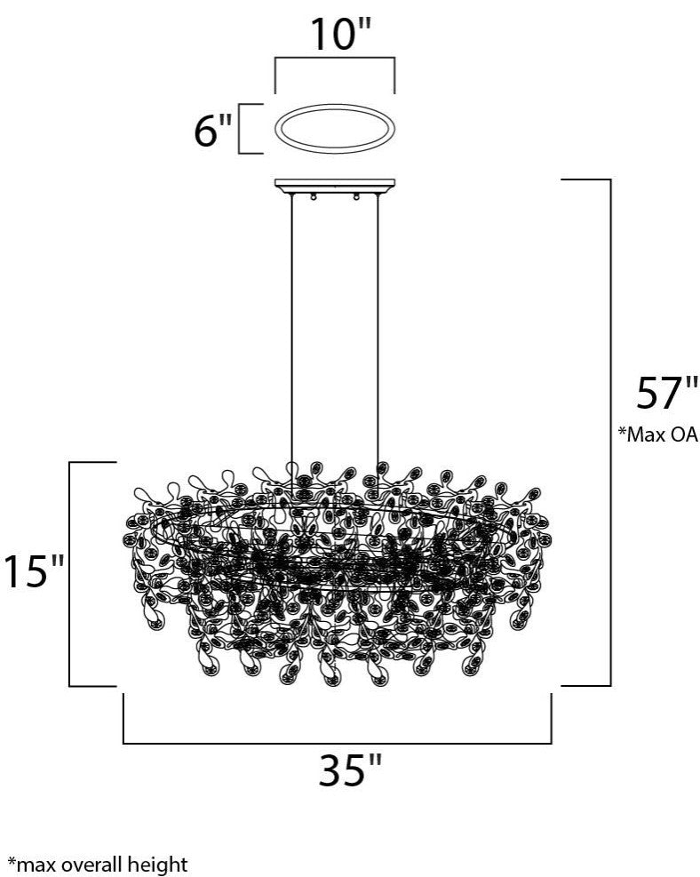 Maxim 24206 Comet 7 Light 35" Crystal Linear Chandelier - Polished Chrome