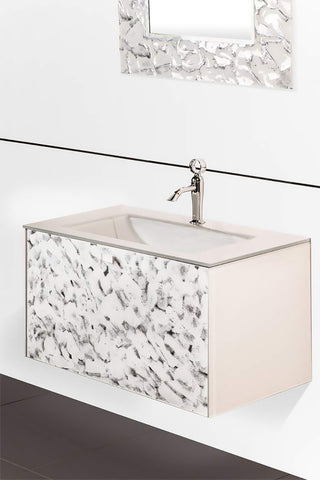 Sila Luxury Murano Glass Drop-In Single Bathroom Vanity 32", White
