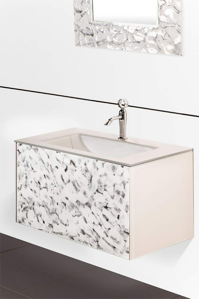 Sila Luxury Murano Glass Drop-In Single Bathroom Vanity 32", White