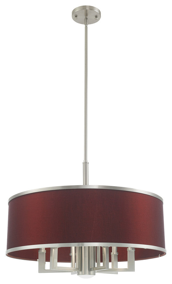 Livex Lighting Brushed Nickel 6 + 1 * Light Pendant Chandelier