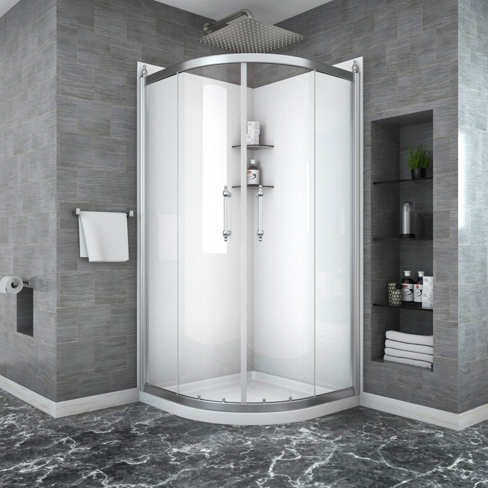 Semi-Frameless Shower Door, Chrome, 36" X 72"