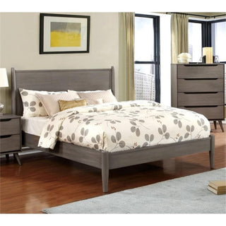 Furniture of America Belkor Solid Wood King Platform Bed in Gray