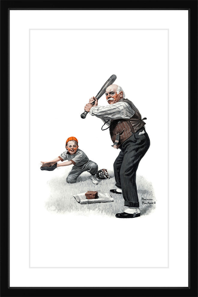 "Gramps at the Plate" Framed Art Print by Norman Rockwell
