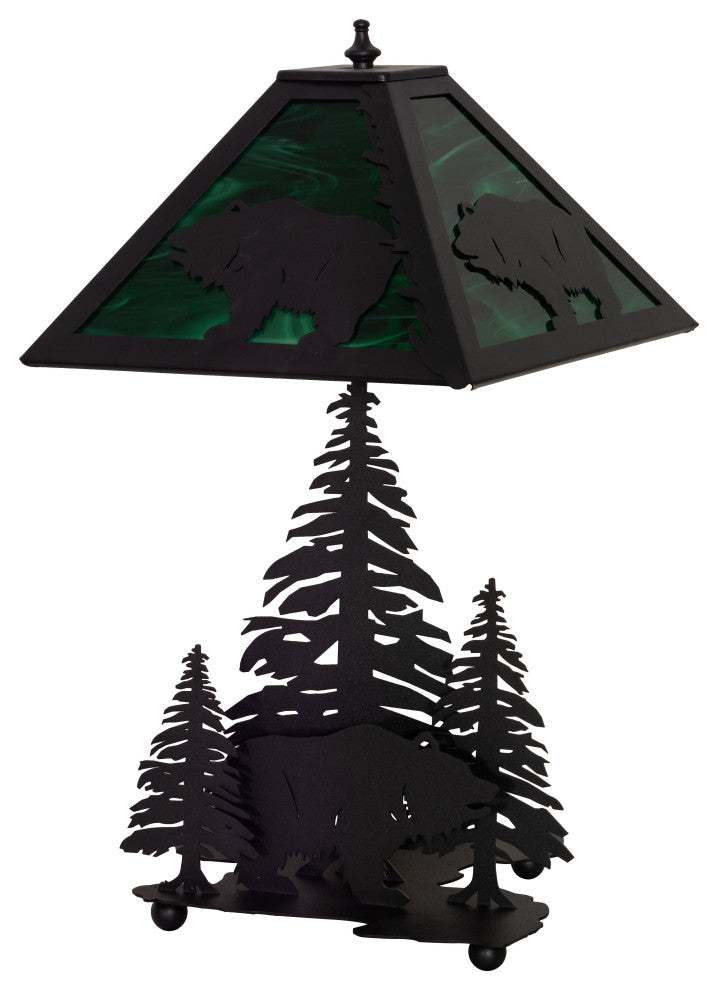 21"H Grizzly Bear Through The Trees Table Lamp