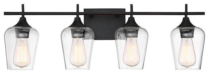 Octave Bathroom Vanity Light, English Bronze, 4-Light