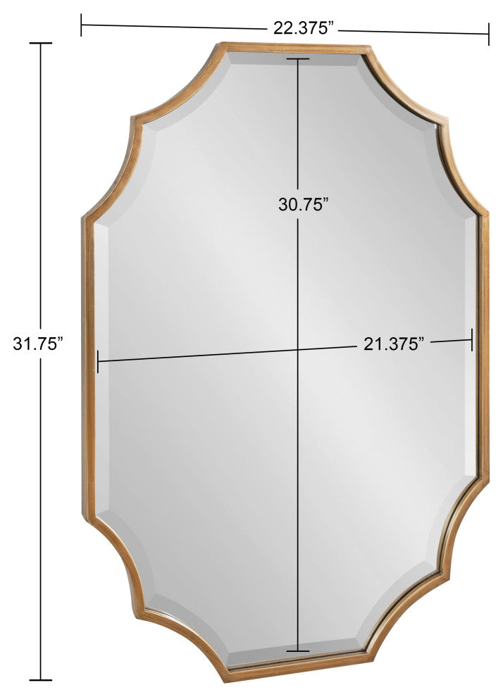 Deavere Scalloped Wall Mirror, Gold, 22"x32"