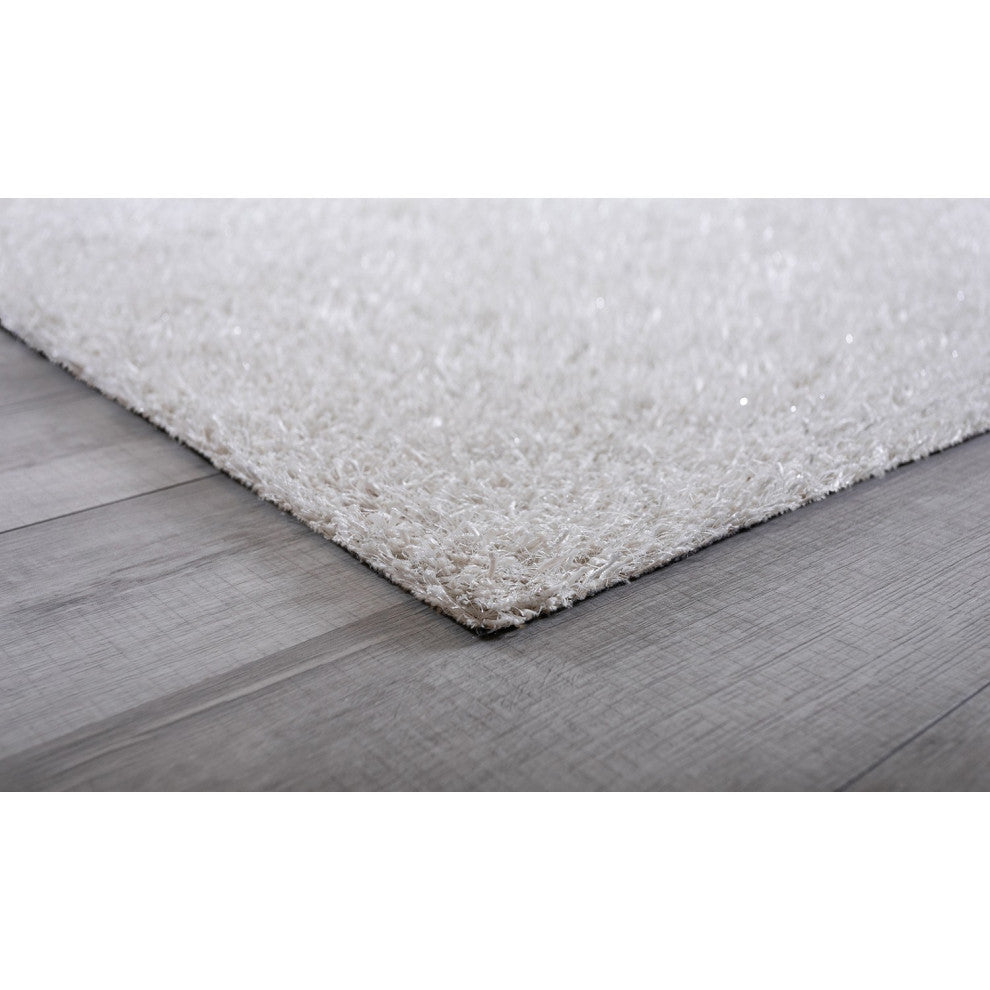 2" x 8" White and Silver Sparkly Runner Rug