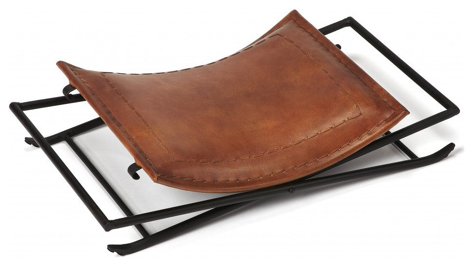 Foldable Brown Leather Stool