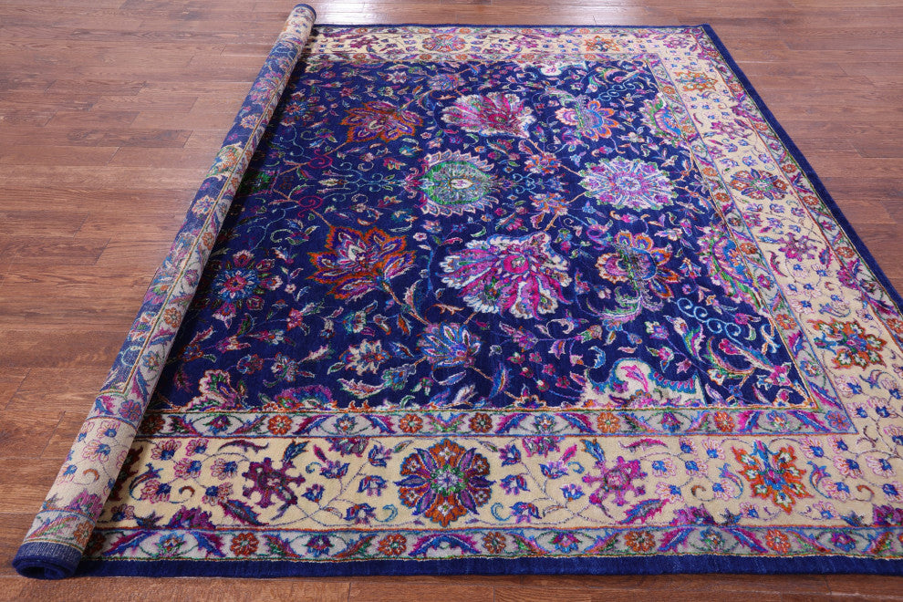 9' Square Hand Knotted Persian Wool & Silk Rug - Q13736