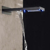 Fontana 22" Matte Black Rainfall Shower System & 3 Jetted Body Sprays, LED