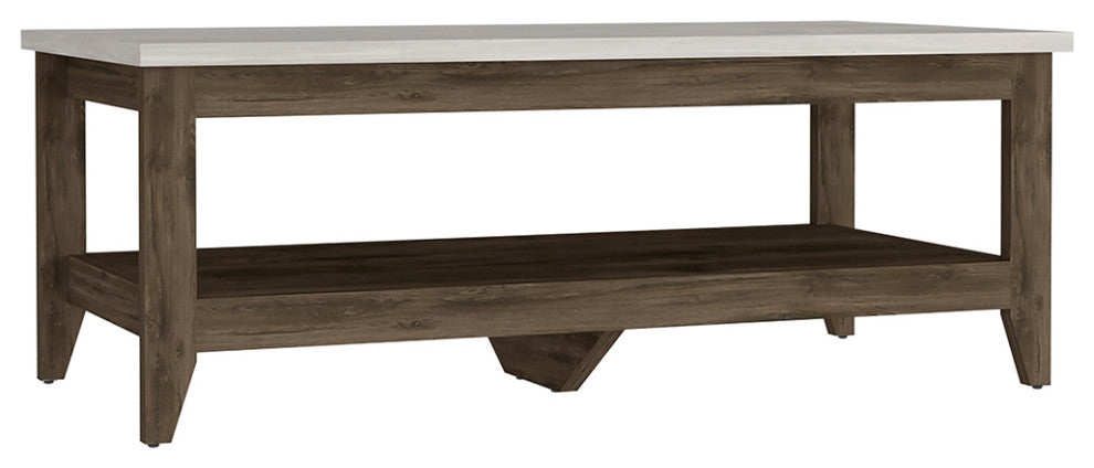 Paulson Rustic Coffee Table Onyx Top by RST Brands, Brown/White