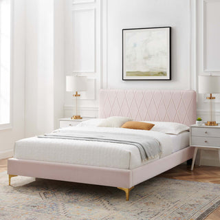 Phillipa Performance Velvet King Platform Bed - Pink