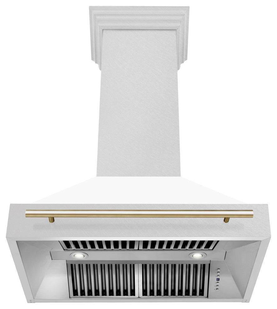 ZLINE 36 In. Wall Mount Hood, DuraSnow With White Matte Shell, 8654SNZ-WM36-G