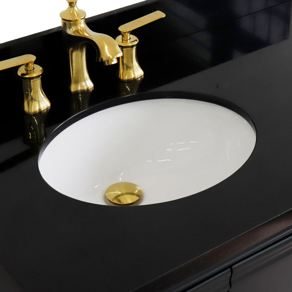 37" Single Vanity, Dark Gray Finish With Black Galaxy