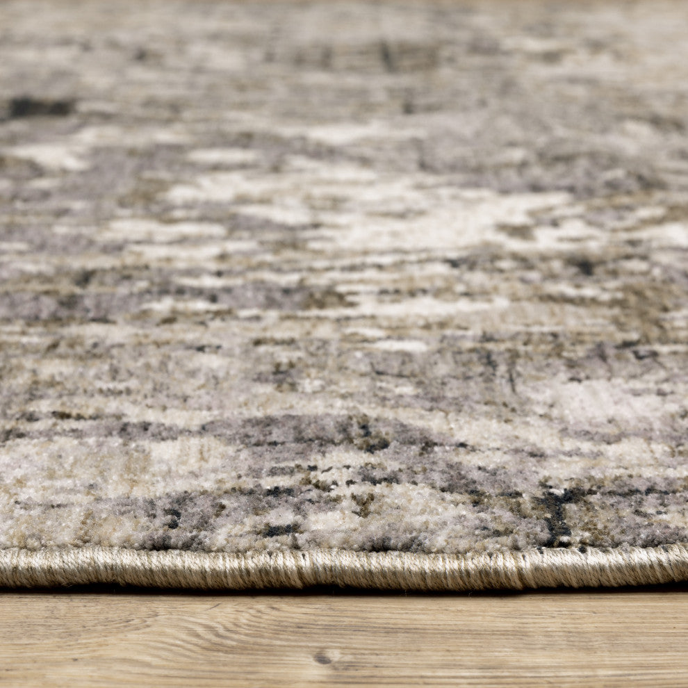 Noble Geometric Abstract Grey/ Ivory Indoor Area Rug, Grey, 3'3"x5'